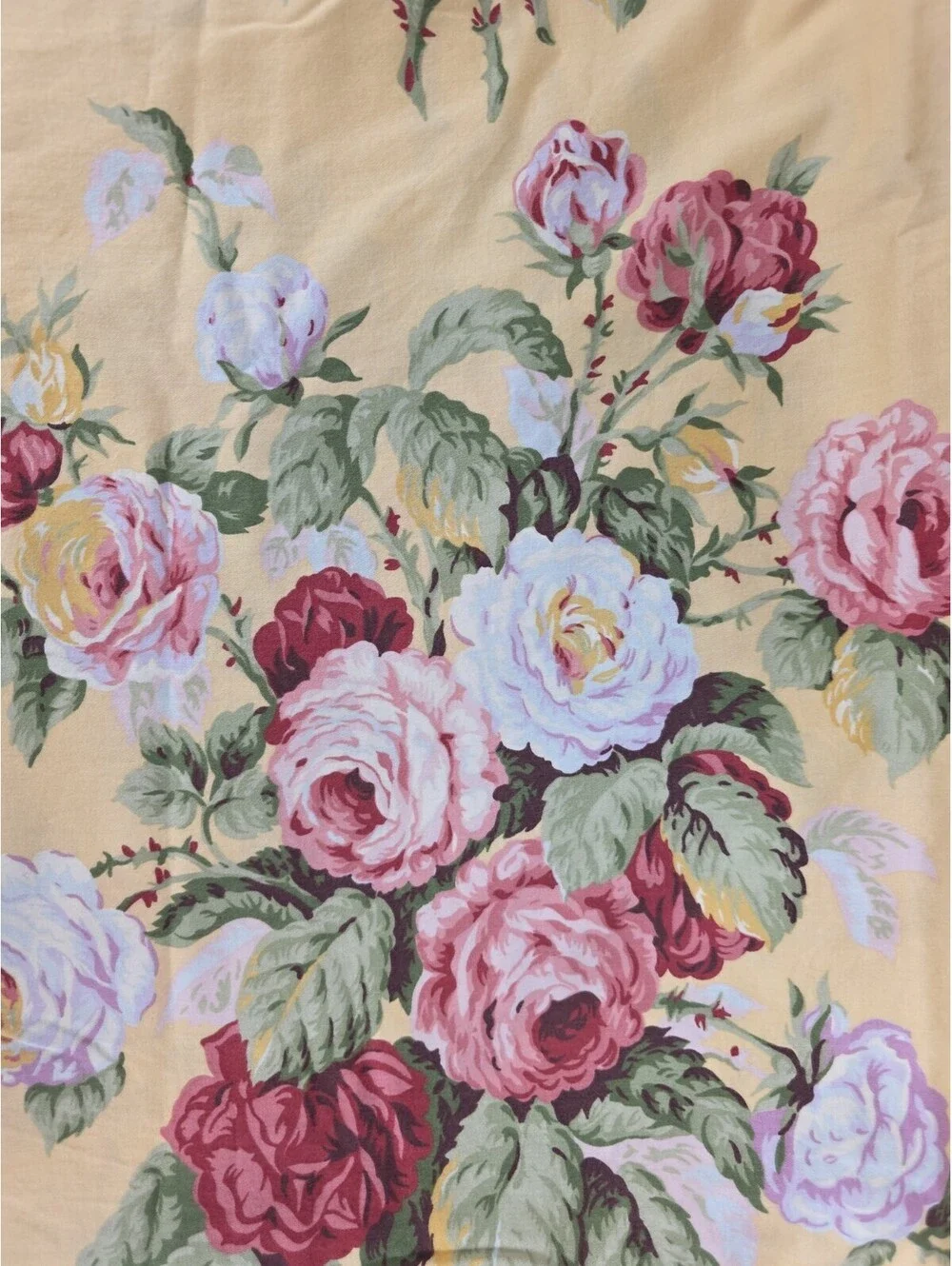 Ralph Lauren Kathleen Queen Flat Sheets Yellow Floral Blue Tag Set Of 2